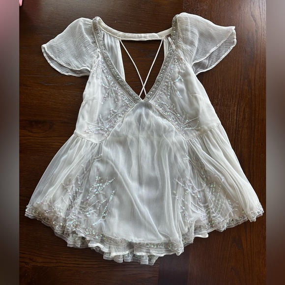 Free People Golden Light Embellished Fairy Top Small - Picture 3 of 9